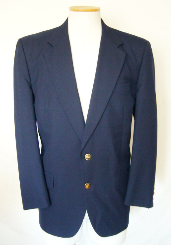 Vintage Burberry Navy Blue Blazer / Sport Coat Size 46 / 56