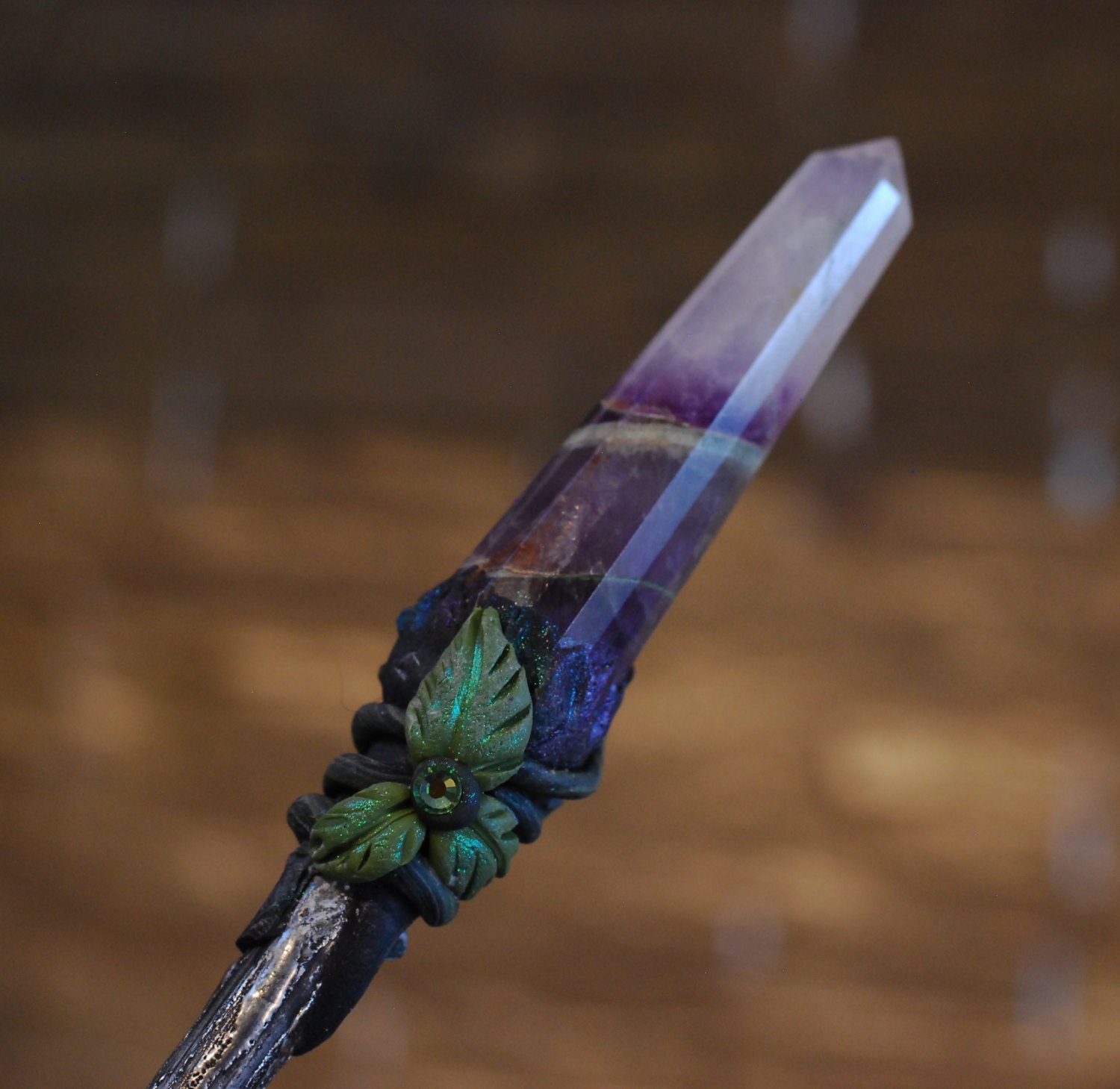 Banded Amethyst Quartz Crystal Wand Ceremonial Alter Wiccan
