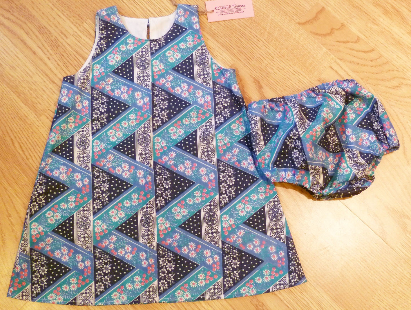 Baby dress & pants made using vintage fabric age by CARRIEJTRIGG
