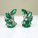 Vintage Earrings Green Blue Aurora Borealis Rhinestone Jewelry