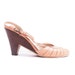 s a l e Vintage 70s Wood Heel Blonde Leather Open Toe Heels Size 6.5