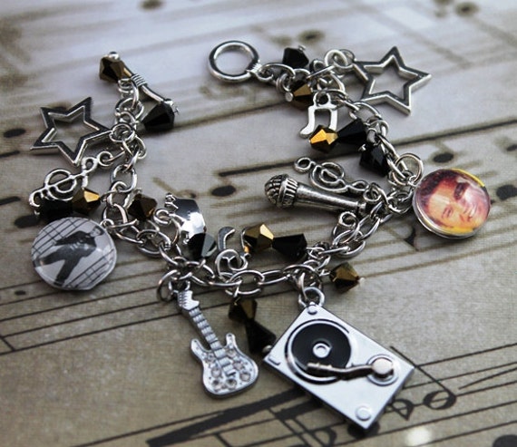 Elvis Presley Charm Bracelet with Swarovski Crystals