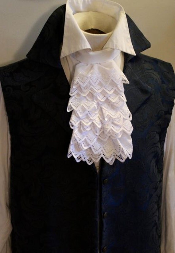 Cotton White JABOT Embroidered Triangle Lace Ascot Cravat