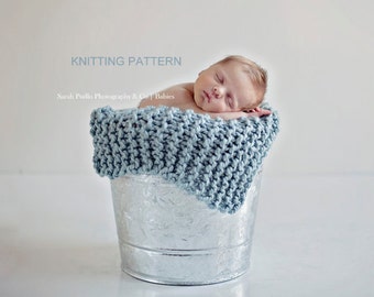 Printable KNITTING PATTERN Ribbed Mini-Blanket - DIY, baby, photography prop, instant download