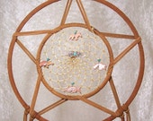 CINNAMON STAR - OOAK 9 Inch Double-Ring Dreamcatcher in Cinnamon and Turquoise by Feathered Dreams