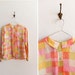 Vintage 1960s silk checkered blouse with peter pan collar