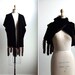 50% OFF SALE / vintage 1950s black velvet shawl with 8 mink fur tails