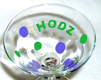Martini Glass Personalized Polka Dots Hand Painted