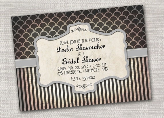 Vintage Striped Steampunk Printable Invitation