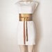 Leather Obi Belt Women Genuine Leather - Gold & Rawhide Reversible