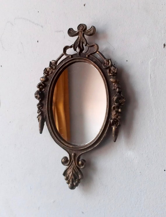 Small Mirror in Vintage Tarnished Brass by SecretWindowMirrors