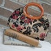 Vintage Purse Chenille Tapestry Kadin Handbag Floral Cream Pink Burgundy Blue Gray 1960s Bakelite Handles