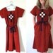 vintage 1960s Dress // Quilt Folk Print // Burnt Sienna Orange // S/M