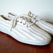 vintage 1980s Shoes // Striped Keds // White and Beige // Tennis Shoes Flats // 7 1/2