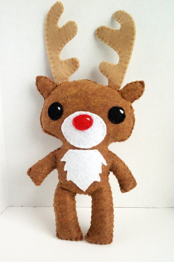 Rudolph the red nose reindeer handsewn plush stuffed animal