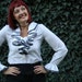 white ruffle blouse 80s tuxedo goth steampunk plus size size x large