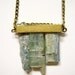 Green blue raw kyanite crystal minimalist necklace with brass bar - LIMITED EDITION crystal jewelry