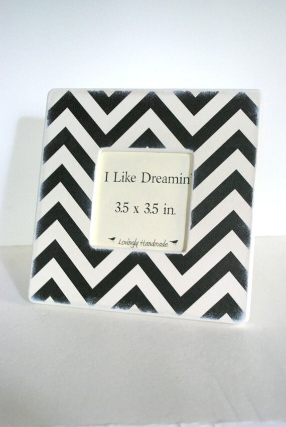 Items similar to Black And White Chevron Picture Frame on Etsy