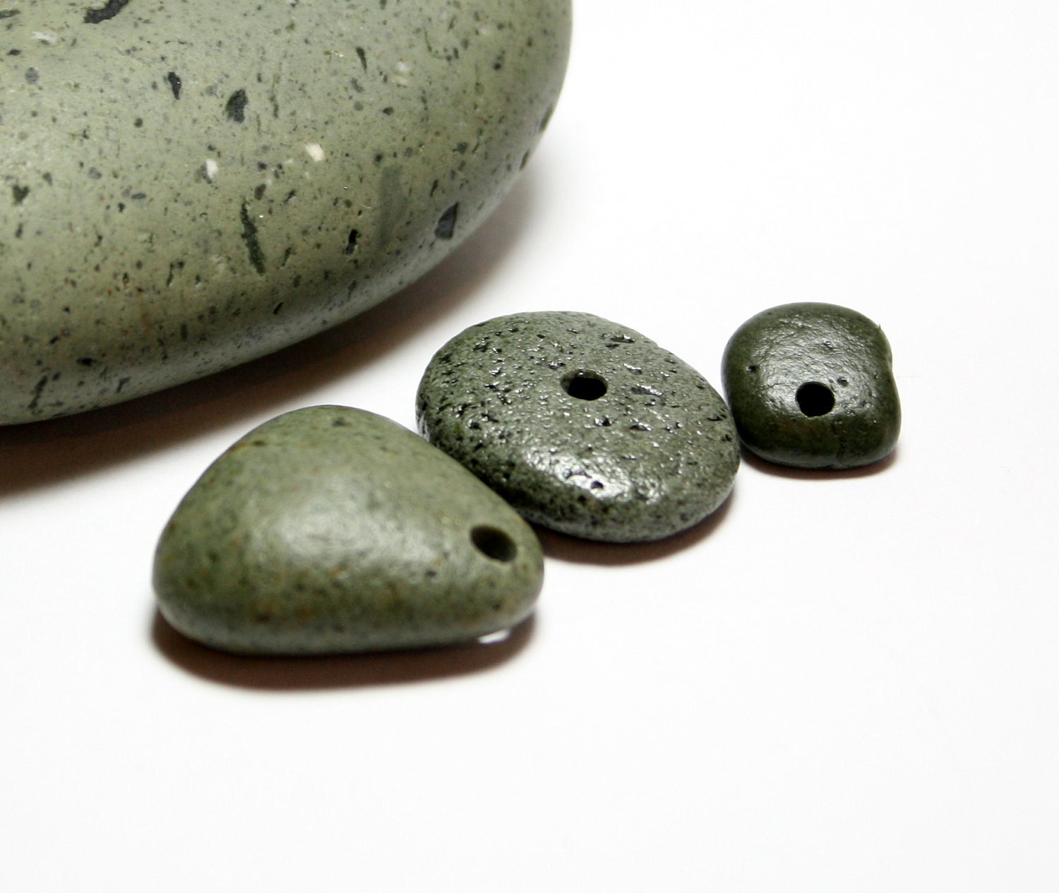 Drilled Stone Jewelry Supplies River Rock Pebbles by Allybeans