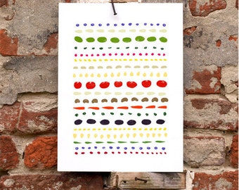 Food pattern - Art for Kitchen 11"x15 Wall decor - archival fine art giclée print