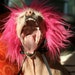 Punk Rock Hot Pink Long Haired Faux Fur Dog Costume Wig Hat