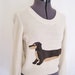 Wrapped Dachshund Crop Sweater in Oatmeal
