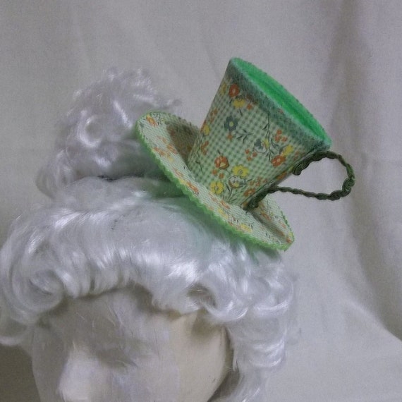 Teacup Fascinator Green Flowered Teacup Headband Mini Hat