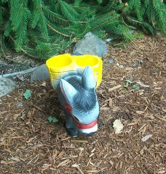 Vintage Cement Garden Donkey Planter w/ Original Paint