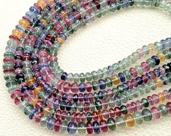 New Stock, Full 10 Inch Strand Mystic MULTI COLORED Quartz Faceted Rondelles, 5-8mm Long,Manufacturers Price
