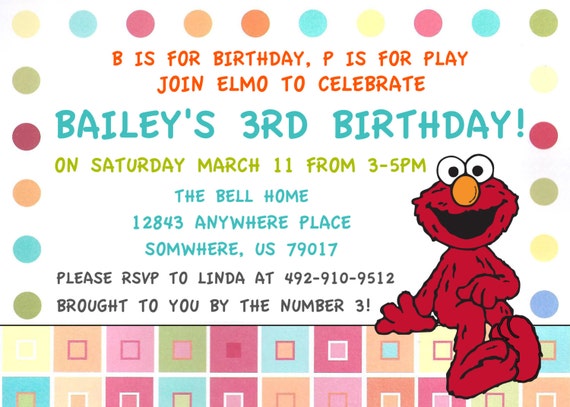 Elmo Printed Invitations With Envelopes-Sesame Street-15 FREE FREIGHT Il_570xn