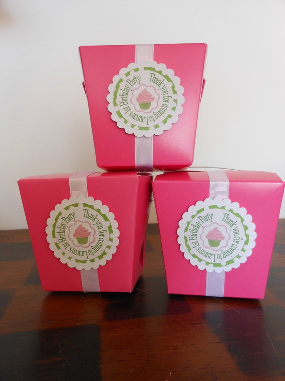 Items similar to Pink Cupcake Take Out Party Boxes with ...