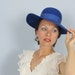 Vinatge 1960's ROYAL BLUE Wool Wide Brim Hat