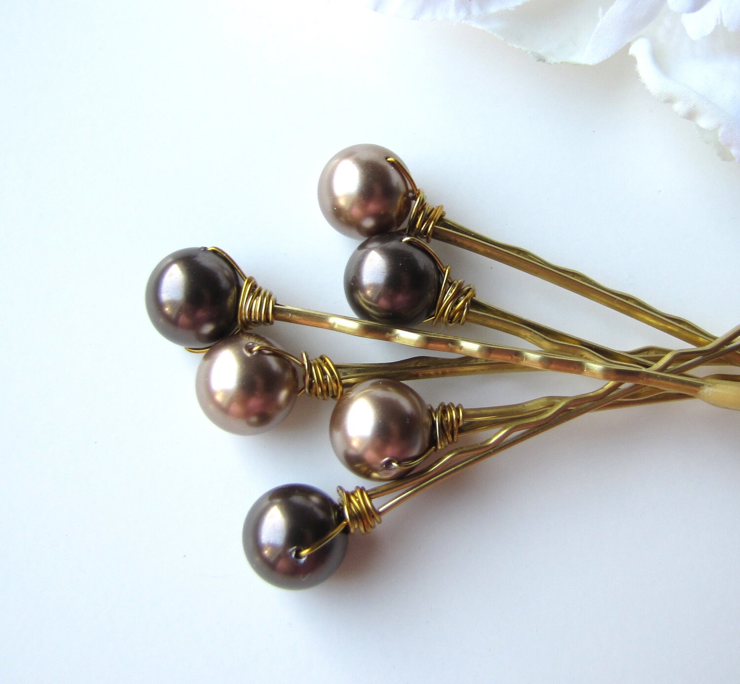 Pearl Hair Pins Shades of Brown