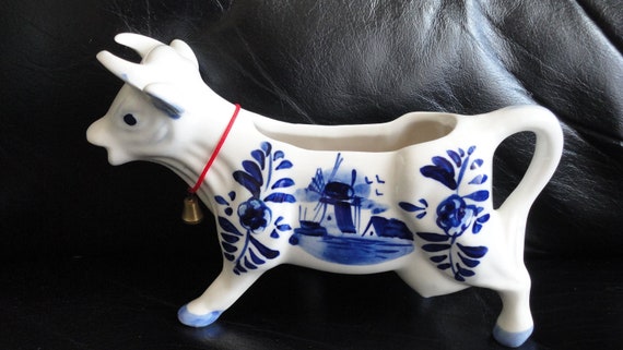 Vintage Delft Holland Blue and White Cow Creamer