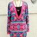 Southwestern motif deep V sweaterdress 1990s