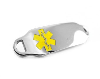 Yellow Medical ID Plate for Beaded Bracelets Custom ENGRAVED FREE - i2C