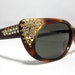 Vintage 50s Cat Eye Sunglasses. Amber with Rhinestones and Gold Studs
