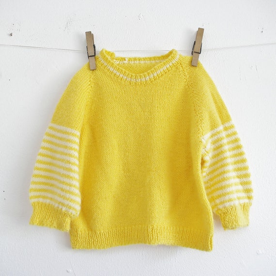 Vintage Children Sweater Preppy Yellow Unisex Girls or