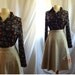 Wrap Skirt / vintage 70s Butterfly Garden Skirt Blouse Shirt Set / Butterfly Garden