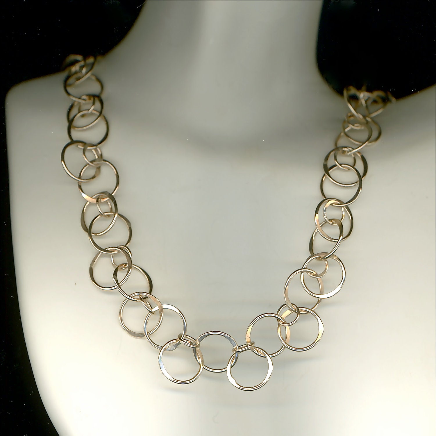 Gold Chainmaille Necklace Wire Jewelry Large Open Chain Link