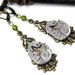 Steampunk Jewelry Vintage Watch Movement Earrings 17 Jewel Elgin Watches with Olive Green Swarovski Crystal Handmade by Compass Rose Design