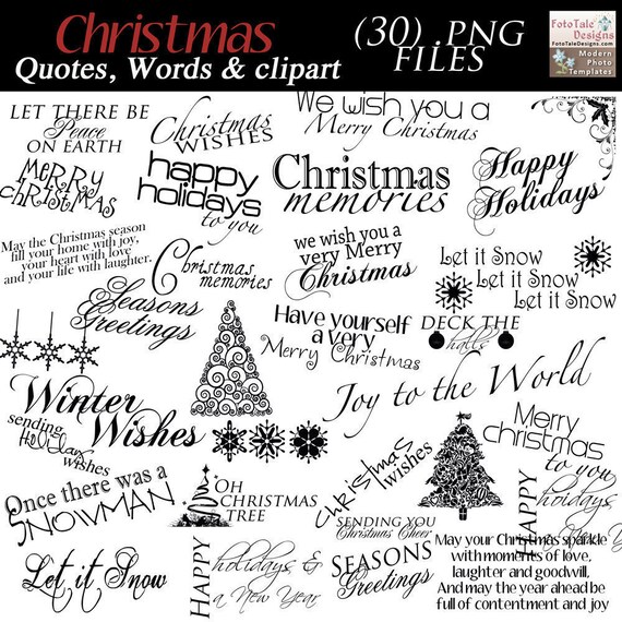 Items similar to INSTANT DOWNLOAD - Christmas Word Art Collection - 30 Quotes, Words and ClipArt