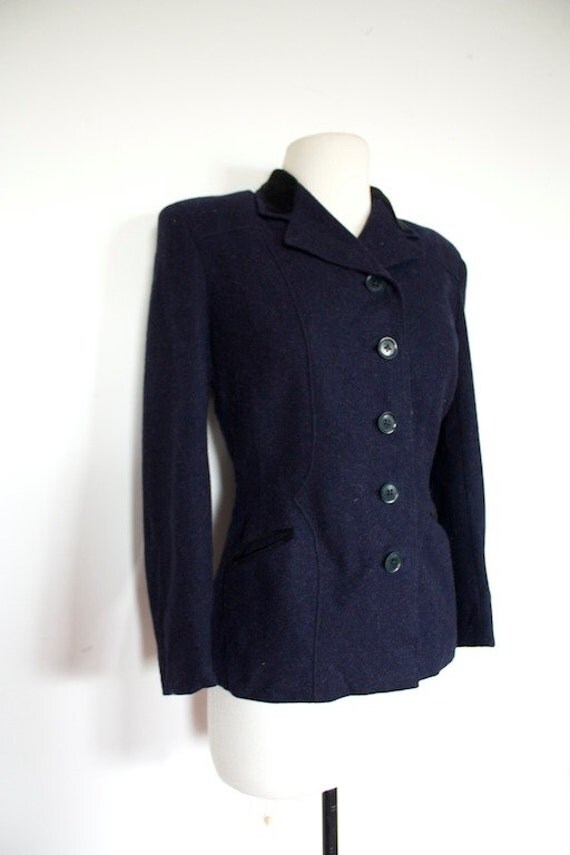 Items similar to Womens 1940s Jacket /Blazer / NAVY Blue Stunning on Etsy