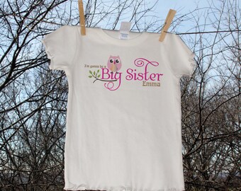 Personalized Owl Big Sister Announcement Shirt
