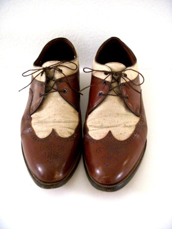 Vintage Men's Two Tone Wingtip Shoes Mens 60s Does 40s Two