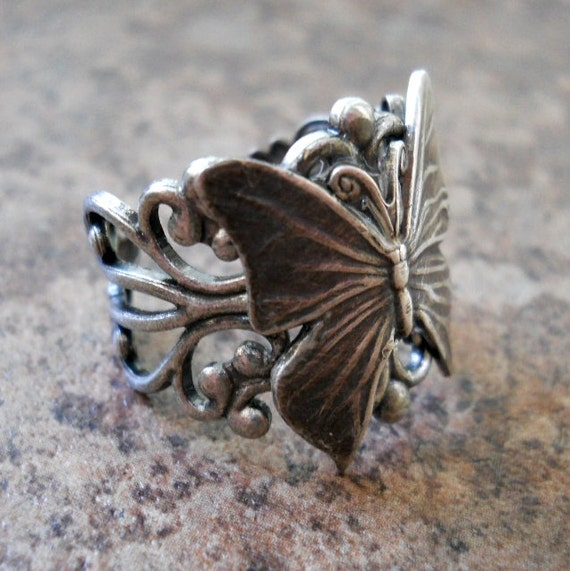 Enchanted Butterfly RingAntiqued Silver by EnchantedLockets