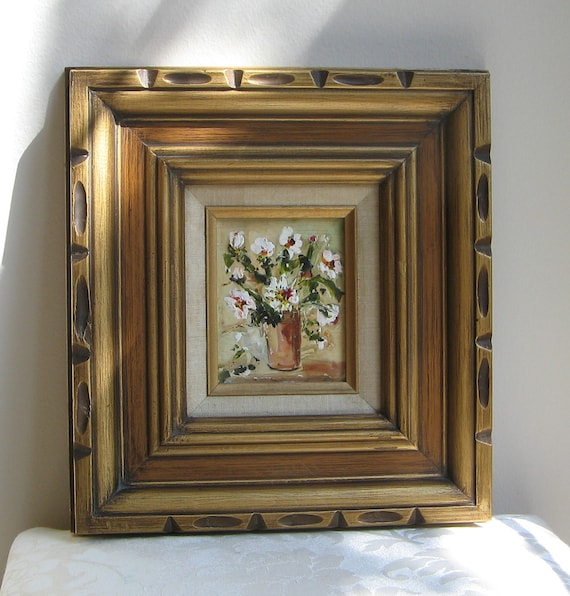 Vintage Carved Wood Picture Frame Mexico Gold Beveled CHUNKY