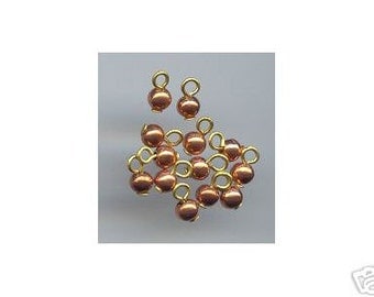 Vintage 4mm Copper Coated Beads on Headpins (50)