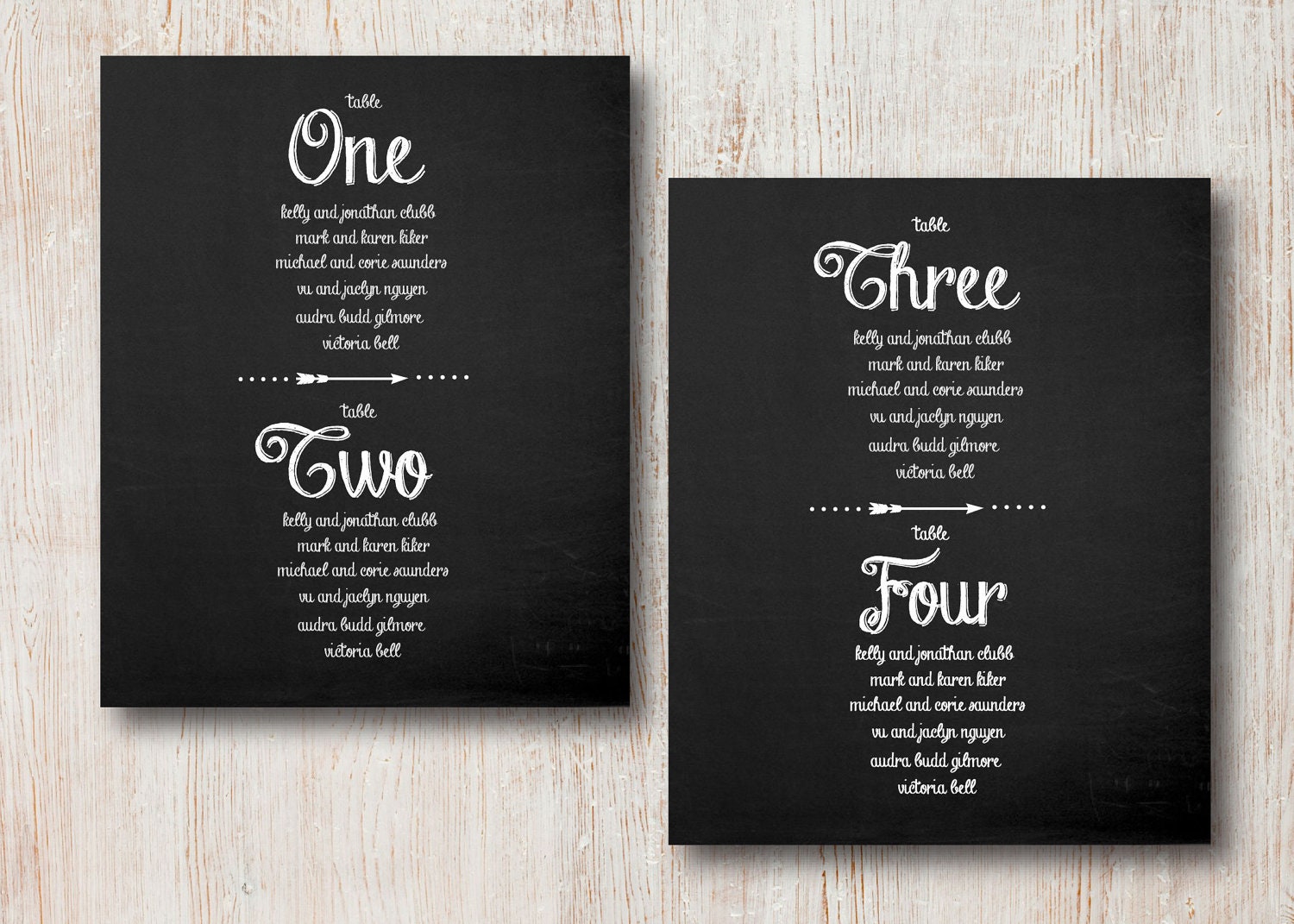 Chalkboard Wedding Table Assignment Cards