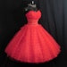 Vintage 1950's 50s Bombshell STRAPLESS RED Metallic Tulle Party Prom Wedding DRESS Gown